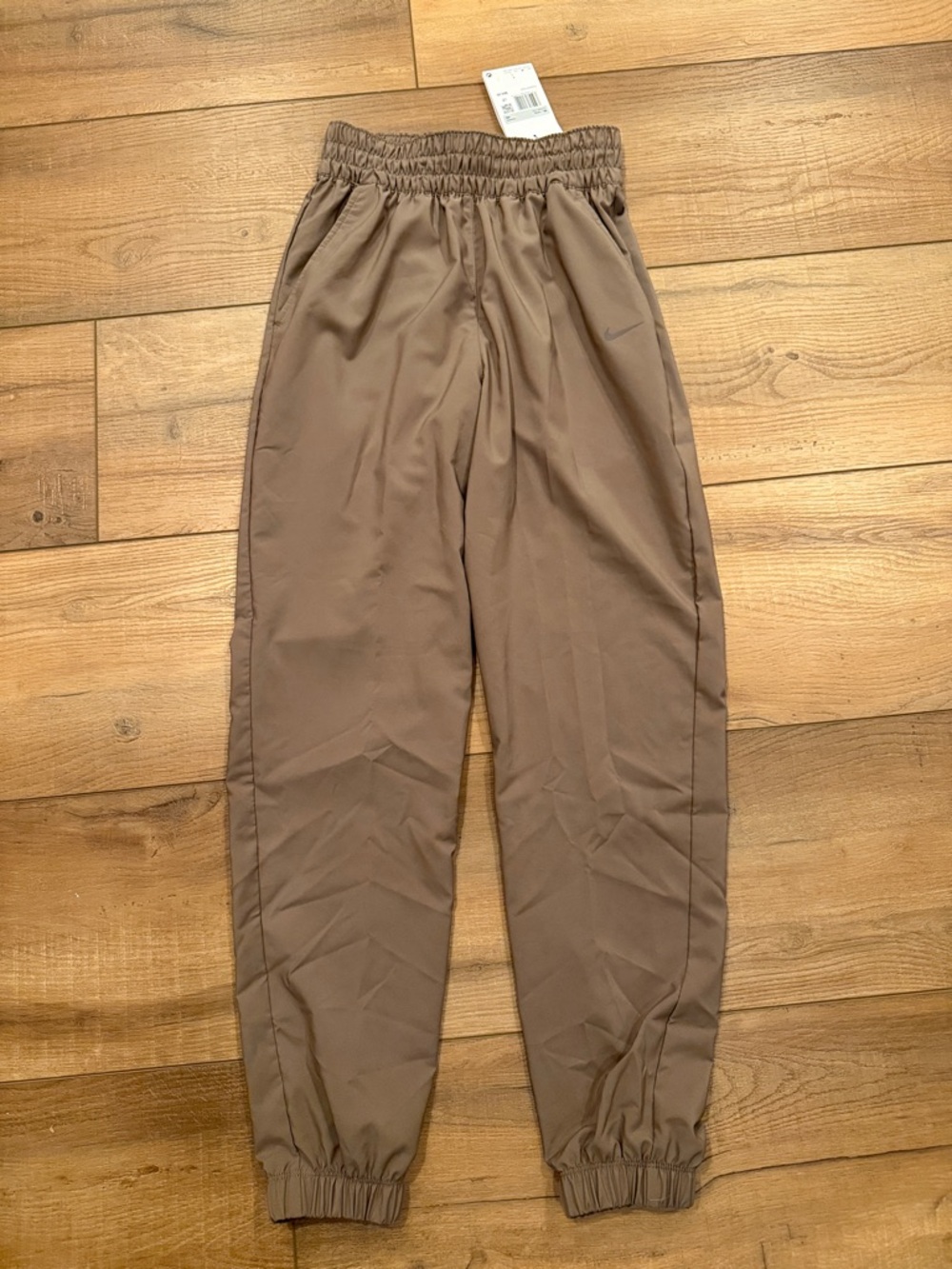 Nike One Brown Taupe Standard Fit High Rise Elastic-Waist Jogger Pants XS